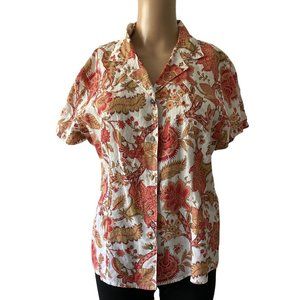 Via Vai by Pollero Size L Button-Down Floral Linen Top